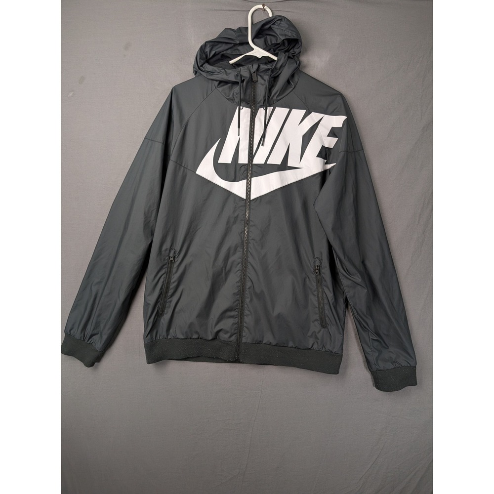 Nike Mens Windrunner Windbreaker Hooded Jacket Black White Size Large‎